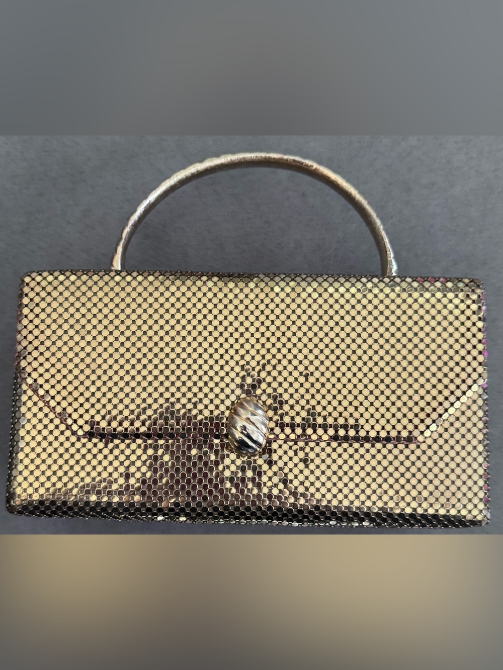 Vintage Gold Mesh Top-Handle Evening Bag